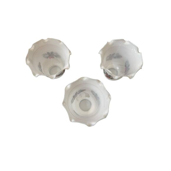 VTG 1980s Luster Milk Glass Ceiling Fan Globe Rose 3 Piece Set Floral Cottage - Picture 5 of 13